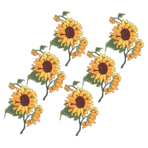 SEWACC 6st Applikationen Sonnenblume Zum Aufbügeln Aufnäher Zum Aufbügeln Flicken Für Kleidung Blumenapplikation Stickereiflicken Für Bekleidung Blumen Aufbügeln Blumenbeete Yellow Vlies von SEWACC