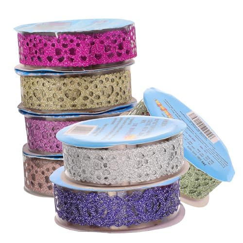 SEWACC 7 Rollen Spitzenband Wickelband Bling-band Stilaufkleber Spender Glitzeraufkleber Nachfüllungen Scrapbook-klebeband Aus Spitze Makramee Abdeckband Aus Spitze Streifen Das Haustier von SEWACC