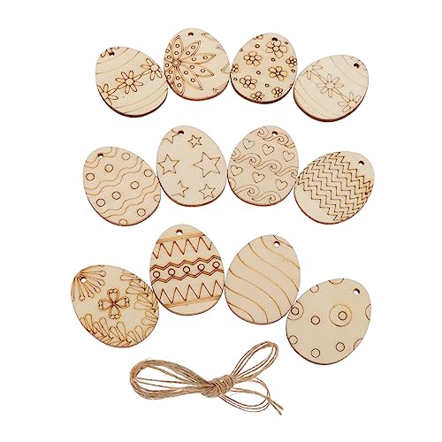 SEWACC 75 Stück Ei-Holz-Chips basteln für ostern geschenkideen ostern geschenkanhänger ostern matschig lackierbar Vor osterei DIY material Graffiti-Ei-Holzspäne hölzern Brown von SEWACC