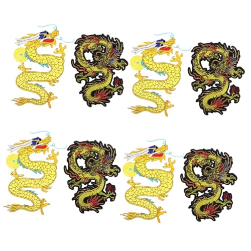 SEWACC 8 Stk Drachen-stickerei-patch Kleidungsflicken Selber Machen Aufnäher Für Kleidung Stickereiflecken Handwerkliche Applikation Kleideraufnäher Kostüm-patch-zubehör Polyester von SEWACC