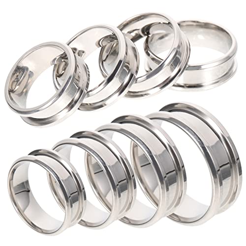 SEWACC 8 Stück Geriffelter Ring Haken Finger Schmuck Größer Coole Ringe Büroprodukt Schlüssel Band Leere Basis Zappeln Kern -ring Ringrohlinge Gold Kette Silver Rostfreier Stahl von SEWACC