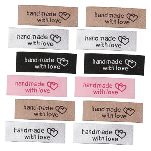 SEWACC 80 Pcs Kleidungsetikett mit Liebe handgefertigte Etiketten nähen handgemachte Etiketten nähen handmade label Textiletiketten Nähetikett etikett am kragen der kleidung Polyester von SEWACC