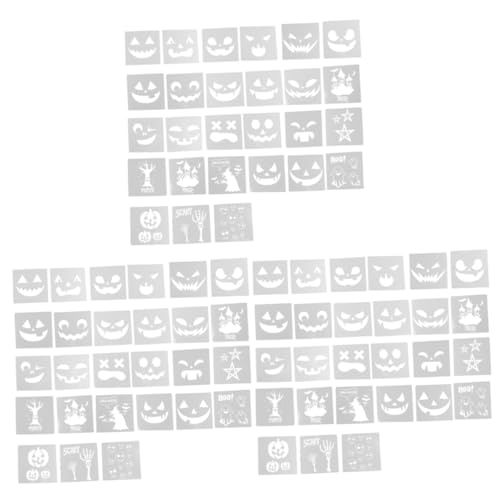 SEWACC 81 Stück Halloween Kürbis Emoticon Vorlage Für Kinder Zeichenvorlagen Malvorlage DIY Gemalte Schablonen DIY Gemalte Werkzeuge Kürbis Ausdrucksschablonen von SEWACC