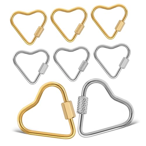 SEWACC 8St Karabiner Mini-Herz-Schlüsselanhängerhalter Löffel Kellenhalter Deckel Lockenstab Schaufelhalter Gürtel Schild Charm-Halter-Anhänger Ringaufhängerglieder Rostfreier Stahl von SEWACC