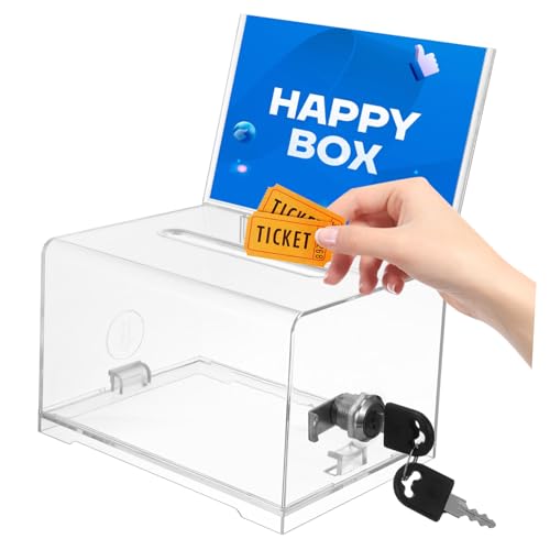 SEWACC Abschließbare Acrylbox für Visitenkarten und Geld Transparente Aufbewahrungsbox mit Deckel Vielseitige Sammelbox für Büro Schule Restaurant und Veranstaltungen SEWACC Abschließbare Acrylbox für Visitenkarten und Geld Transparente Aufbewahrungsbox mit Deckel Vielseitige Sammelbox für Büro Schule Restaurant und Veranstaltungen von SEWACC