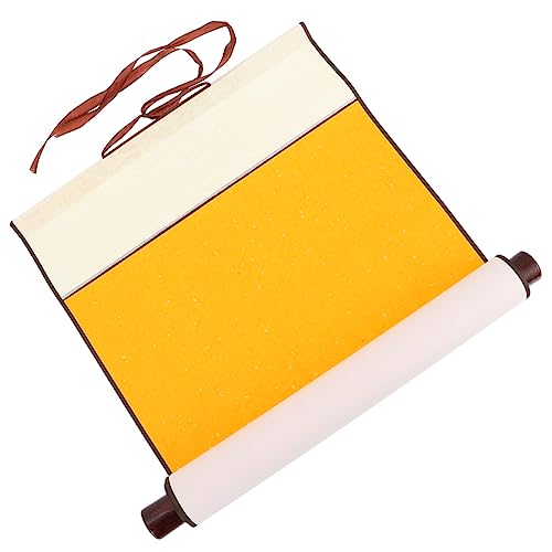 SEWACC Antikes gesprenkeltes Goldreispapier leere hängende Schriftrolle Büttenpapier Tisch chinesische kalligraphie calligraphy paper zubehör Versorgung schreiben Kunst-Wandrolle Yellow von SEWACC