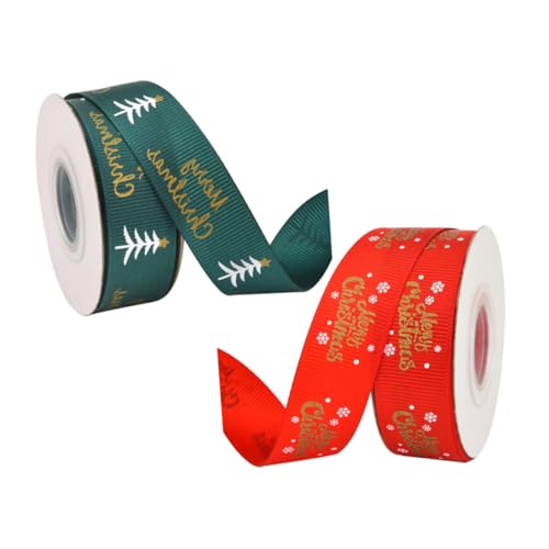 SEWACC Band Band Weihnachtsdekorationsbogen Weihnachtsstoff Kräuselbänder weihnachtsverpackungsband Weihnachtsschleifen ribbon weihnachtsband Druckband Verpackungszubehör Polyester rot von SEWACC