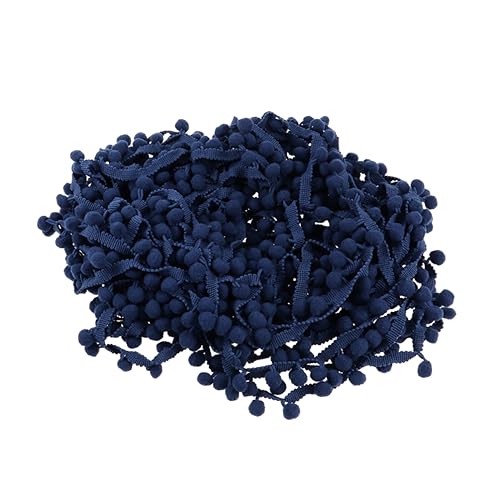 SEWACC Kugel trimmen dunkelblau dark blue schmuckherstellung schmuck machen weiße Quaste Fransenband für Gardinendekor Quastenband Ballfransenbesatz Quastenkugelbesatz ball trimmen Navy von SEWACC