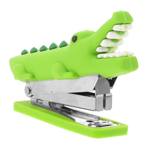 SEWACC Mini-hefter Tierhefter Desktop-hefter Auto Kontrolle Hefter Süß Schmücken Alligatorstatue Ergonomisch Fernbedienungshalter Lustig Neuheit Hefter Rostfreier Stahl Light Green von SEWACC