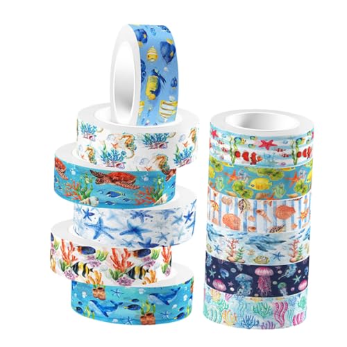 SEWACC Satz Washi-tape Sammelalbum Washi Tapes Wickelbänder -abdeckbänder Zeitschriftenband Washi Tape Zum Aufzeichnen Kunsthandwerk Klebeband Meerespapier Künstlerbedarf Aufkleber von SEWACC