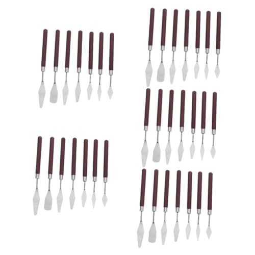 SEWACC Set 7-Tlg Kunstschaber Künstler-Palette Messer Set Ölmalerei Palette Messer Farbpalette Messer Malwerkzeug Set Malpalette Messer Palettenmesser Künstlermesser aus Metall Holz Black von SEWACC