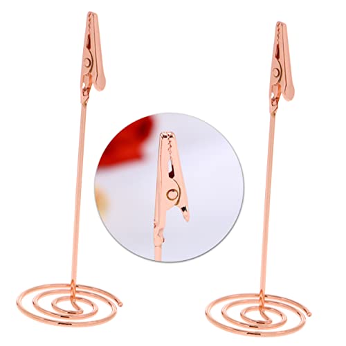 SEWACC Tischnummernhalter bürodekorationen schreibtisch dekoration fotoclips Tischnummernständer Memo clip Partyclips Name Platzhalter tischdeckenklammern Fotohalter Standhalter Rose Gold von SEWACC