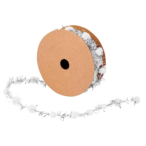 SEWACC Weihnachtsbaumschmuckband weihnachtsbasteln weihnachts basteln DIY Kunsthandwerk Dekoration Glitzer Pompons Bommelband verdrahtet Christbaumschmuck Haarschmuck Textil- Weiß von SEWACC