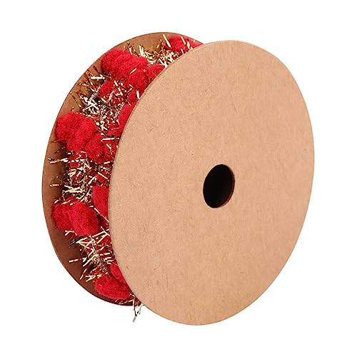 SEWACC Weihnachtsbaumschmuckband weihnachtsbaumdeko tannenbaum dekoration Flauschige Pompons geschenkpakete party decoration Rot dekorativ Bänder Verpackungsband Fuzzy-Bälle-Band Textil- von SEWACC