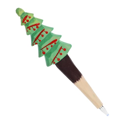 SEWACC Weihnachtskugelschreiber aus Holz Weihnachtsneuheit schwarze Schreibstifte Kugelschreiber der Weihnachtsserie weihnachtsdekoration weihnachtsgeschenk weihnachtsbürobedarf Green von SEWACC