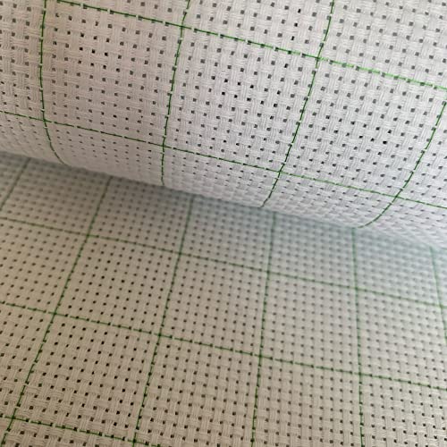 11CT Easy Count Thread Grid Aida Cloth Stickerei Kreuzstich Stoff, Grünes Gitter, 75 x 100cm von SEWCRANE