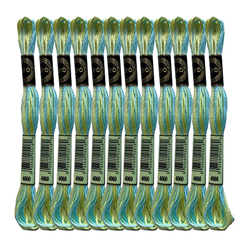 Magical Color Variegated Cross Stitch Thread Color Variations Embroidery Floss Pack, 8.7-Yard, Weeping Willow, Pack of 12 Skeins von SEWCRANE