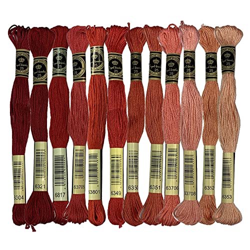 Red Colors 100% Long-staple Cotton Embroidery Floss Pack Cross Stitch Threads, Pack of 14 Skeins von SEWCRANE