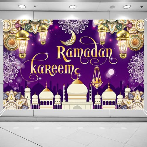 SEWIRUY Ramadan Kareem Party Dekorationen, Ramadan Kareem Hintergrund für Eid Mubarak Dekorationen (A) von SEWIRUY