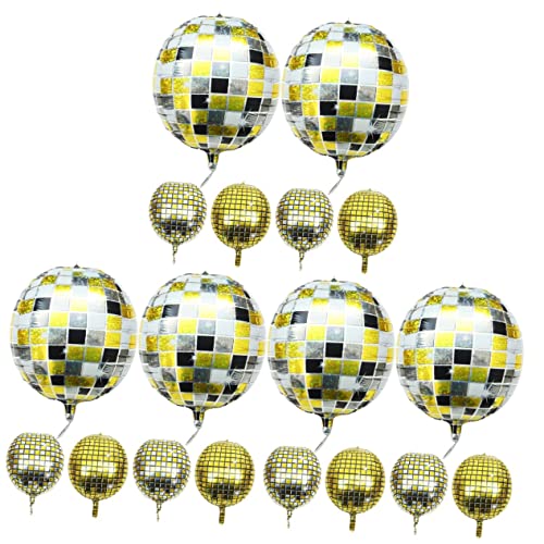 18 Stück Discokugel Ballon Gold Dekor Abschlussball Dekor Disco Kugel Themenparty Dekoration Aufblasbare Disco Kugel Wanddekoration Für Dusche Party Gastgeschenk SEWOART von SEWOART