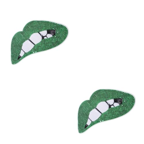 2St Flicken für Kleidung bastelzeug qridor Lippenform Lippen Aufnäher Hemdjacken Pailletten Lippen Punk Patches DIY- Mundpflaster bügeleisen Patches nähen Craft-Patches Green SEWOART von SEWOART