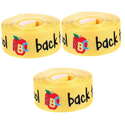 3 Rollen Gurtband Für Den Schulanfang Dekorative Bandverzierung Dekoration Band Für Blumenstrauß Band Gelb Dekoratives Schulband Schulverpackung Linealband Yellow Polyester SEWOART von SEWOART