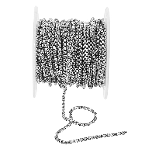 SEWOART 1 Rolle 10 Pulloverkette Perlenkette Halskette Für Armschlinge 10 Meter Kette Quadratische Kugelkette Kette Zur Schmuckherstellung 2 Mm Diy-kette Rostfreier Stahl Silver SEWOART 1 Rolle 10 Pulloverkette Perlenkette Halskette Für Armschlinge 10 Meter Kette Quadratische Kugelkette Kette Zur Schmuckherstellung 2 Mm Diy-kette Rostfreier Stahl Silver von SEWOART