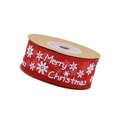 SEWOART 1 Rolle 20 M Weihnachtsband Rot Mit Schneeflocken Buchstaben Stil Ideal Für Geschenkverpackungen Und Festliche Partydekoration Perfektes DIY Zubehör Für Weihnachtsfeiern Und von SEWOART