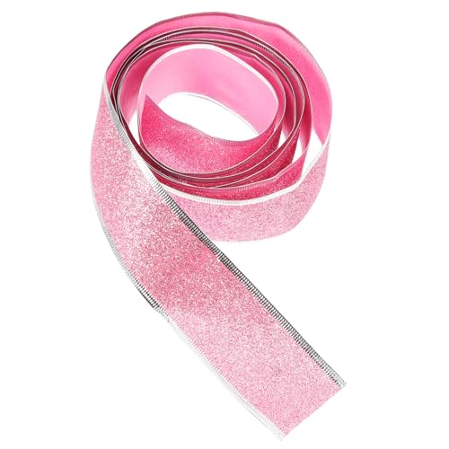 SEWOART 1 Rolle Rosa Band Geschenkband Blumenband Glitzerndes Drahtband Kräuselband Zum Basteln Hochzeitsstraußband Blumenwickelbänder Haarschleifenband Paketband Hochzeitsband Stoff von SEWOART