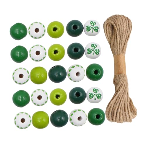 SEWOART 1 Satz Hanfseil-Perlenset Dekorationen Makramee-Perlen verschiedene Perlen St Patrick's Girlande bastelschnur bastelkordel Patrick-Party-Accessoire Patrick Perlen Holz Light Green von SEWOART