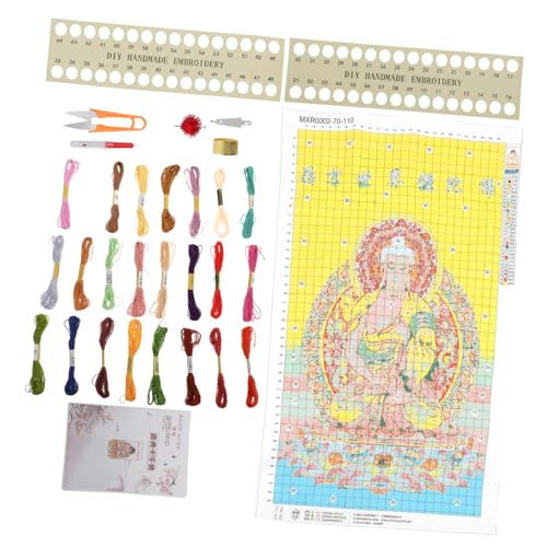 SEWOART 1 Satz Kreuzstich Handarbeit Buddha Wandkunst Stickerei-kits Stickset Für Anfänger Stickwerkzeuge Buddhistisches Stickmuster Stickmaterial-set Diy-stickerei Stickstiche Baumwolle von SEWOART