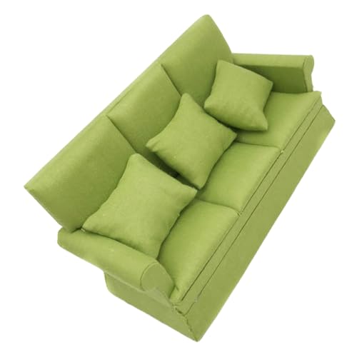 SEWOART 1 Satz Puppenstubensofa Puppenstubenmöbel Spielzeugmöbel Spezielle Kissen Kindermöbel Zusätzliche Kissen Matratzenkissen Vogelnest Vogelhaus Süße Mini-radierer Sofas Green Stoff von SEWOART