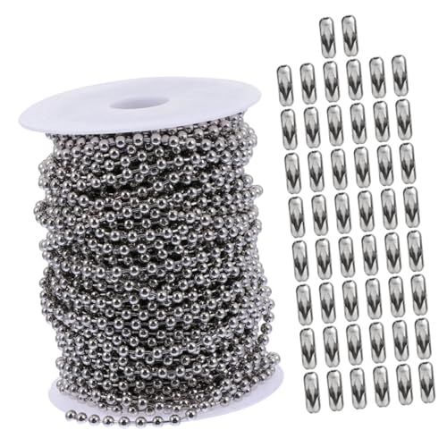 SEWOART 1 Set 304 Edelstahl Perlenkette Für DIY Halsketten Und Bastelprojekte 20 Meter Lange Kugelkette Mit 50 Passenden Verschlüssen Durchmesser Ideal Für Schmuckherstellung Und von SEWOART