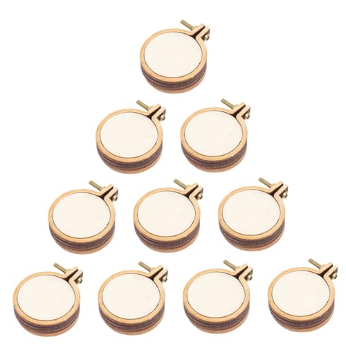 SEWOART 10 Sätze Mini-Stickerei-Stretch handgefertigte Stickringe Mini-Stickringe Kreuzstichrahmen Miniaturrahmen Stickrahmen für DIY stilvolle Stickkreise Reifen zum Basteln Holz Beige von SEWOART