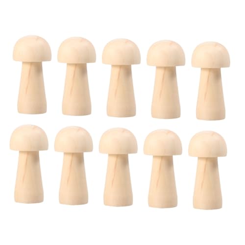 SEWOART 10 Stück Puppenspielzeug Peg Dolls Pilz Plüsch Miniatur Puppenkopf Figuren Künstliche Kinderspielzeug Unvollendetes Gemälde Unvollendete Puppen Holz von SEWOART