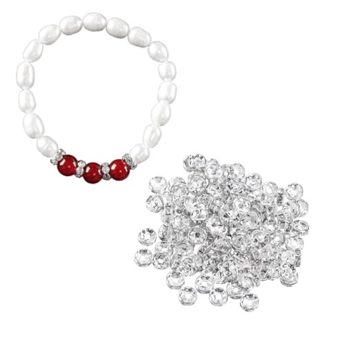 SEWOART 100 Stück DIY Abstandsperlen Für Schmuck Strassbesatz Abstandsperlen Abstandshalter Für Charm Armbänder Strass Abstandsperlen Verstreute Perlen Felgen Lose Runde Perlen von SEWOART