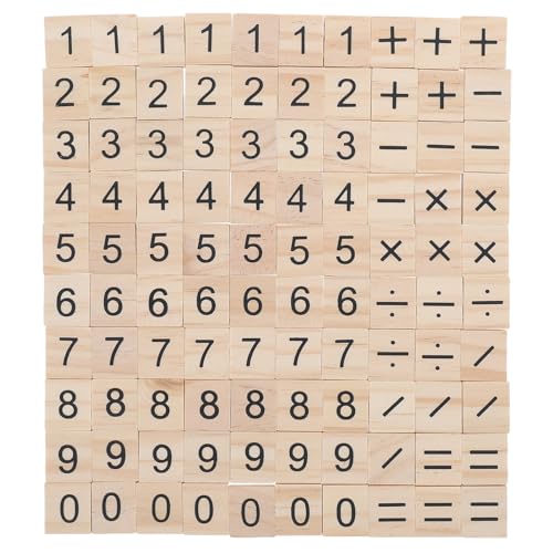 SEWOART 100St Mathematik-Lehrmittel Holzspäne Mathe Lernspielzeug Mathe Holzspielzeug hängende Fliesen Mini-Fliesen Kinderfliesen Frühpädagogisches Bildung Mathe- Beige von SEWOART