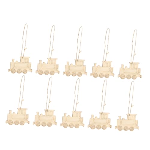 SEWOART 10Pcs lokomotive anhänger Zug Spuren Eisenbahn Holzscheibe Holzausschnitte unvollendete Holzkunst DIY DIY liefert hölzerne Verzierungen von SEWOART