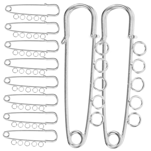 SEWOART 10St Sicherheitsnadel Schmuck Sicherheits Broschenverschluss Bastelbrosche Funde von Broschennadeln Brosche Basisstift Bastelnadel Stecknadeln mit Löchern Decke Stift Metall Silver von SEWOART