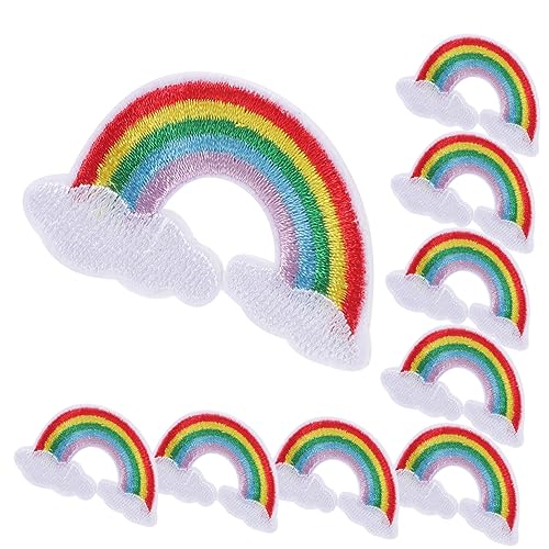 SEWOART 10st Bemalte Wolkenstickerei Zubehör Für Die Reparatur Von Kleidung Regenbogenflecken Kleiderflicken Für Löcher Diy-reparatur-patches Stickerei-nähzubehör Hutflecken Stoff Colorful von SEWOART