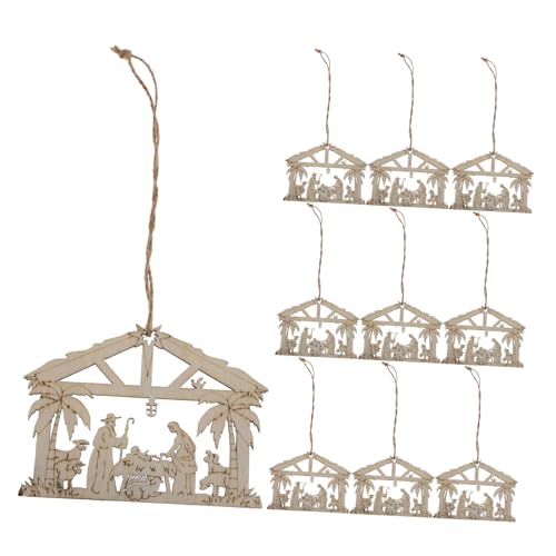 SEWOART 10st Dekorativer Anhänger Aus Holz Jesus Dekorationen Christbaumschmuck Mattierte Fensterfolie Matte Fensterfolie Dekoratives Stroh Doppelseitiges Schneidebrett Light Brown Hölzern von SEWOART