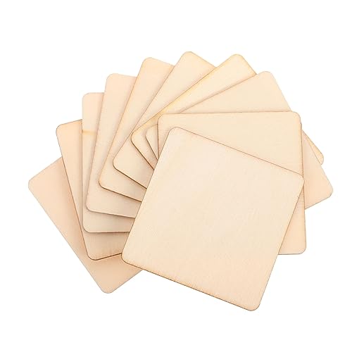 SEWOART 10st Quadratische Holzspäne Leere Untersetzer Tassenunterlage Diy-untersetzer Geschmücktes Zubehör Kleine Quadratische Quadrate Ausschnitt Diy & Handwerk Light Brown von SEWOART