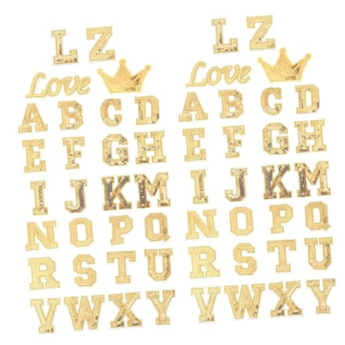 SEWOART 112 Stk Alphabet-Patches Glitzer-Alphabet Buchstabenaufkleber Hotfix buchstaben aufnäher buchstaben patches buchstaben aufkleber Flicken aufbügeln Kleidungsflicken Stoff Golden von SEWOART