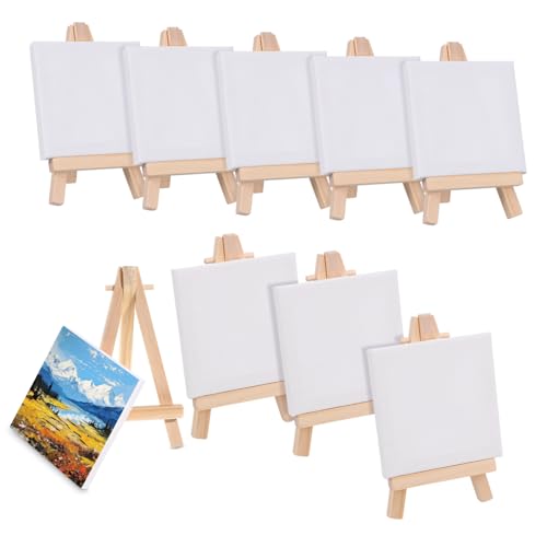 SEWOART 12 Sätze Malstaffelei -Malset Miniaturhalter Tischstaffeleien zum Malen Foto kleiner Stand painting set for bastel set Mini Malset easel tischdeckenklammern Hölzern von SEWOART