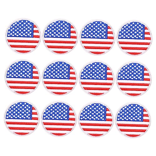 SEWOART 12St Flaggenstoffaufkleber Flaggenpatches der Vereinigten Staaten Flaggenapplikationen runde Aufkleber Amerika-Flagge Stickerei-DIY-Patch Clothing accessories National flag patches von SEWOART