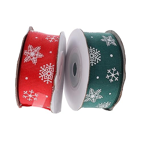 SEWOART 2 Rollen Weihnachtsband Geschenkband selber machen Verpackungsband Wickelband Weihnachts-DIY-Band Feiertagsband ribbon bandfeile Geschenkverpackungsbänder Geschenkbänder Polyester von SEWOART