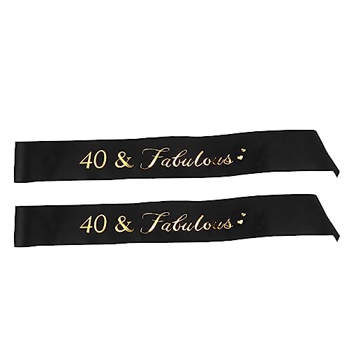 SEWOART 2 Stück 40 Geburtstag Schultergurt Geburtstagsschärpe Geburtstagsbanner schwarzes Band Chiffonband frauengeschenk partydekoration Party -Requisiten Schärpe drucken Satin Black von SEWOART