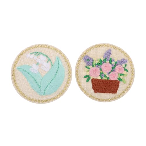 SEWOART 2 Stück Banner embroidery stoffaufkleber Plant flower patch blumenmuster decals gestickte Paste dekorative Patches Nähen von gestickten Applikationen Stickaufkleber Rayon Colorful von SEWOART