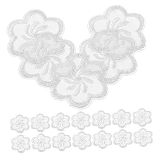 SEWOART 20 Stück Organza-mullpflaster Flicken Für Jacken Stickerei-stoff-patch Dekorativer Aufnäher Floral Gestickter Aufnäher Steppdecken Patches Nähen Hosenflicken Weiß Polyesterfaden von SEWOART