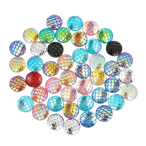 SEWOART 200St Fischschuppen-Resin-Patch mit Farbverlauf Cabochons für die Schmuckherstellung Perlen mit flacher Rückseite schmuck machen klappcreolen Harzflecken runder Cabochon Plastik von SEWOART